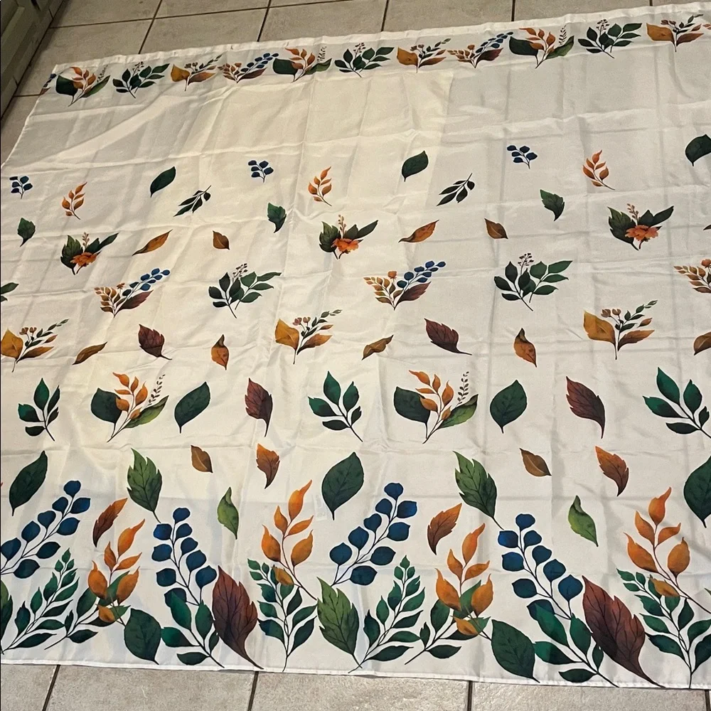 Vibrant Print Leaf Shower Curtain